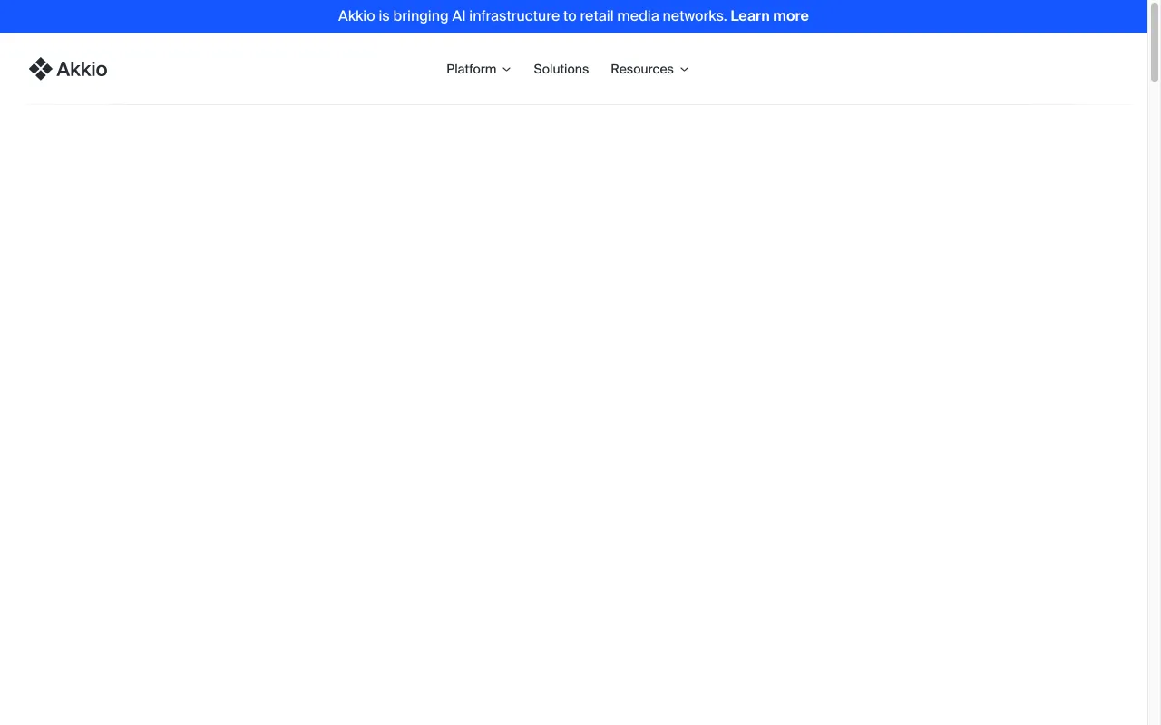 Screenshot of the Akkio homepage