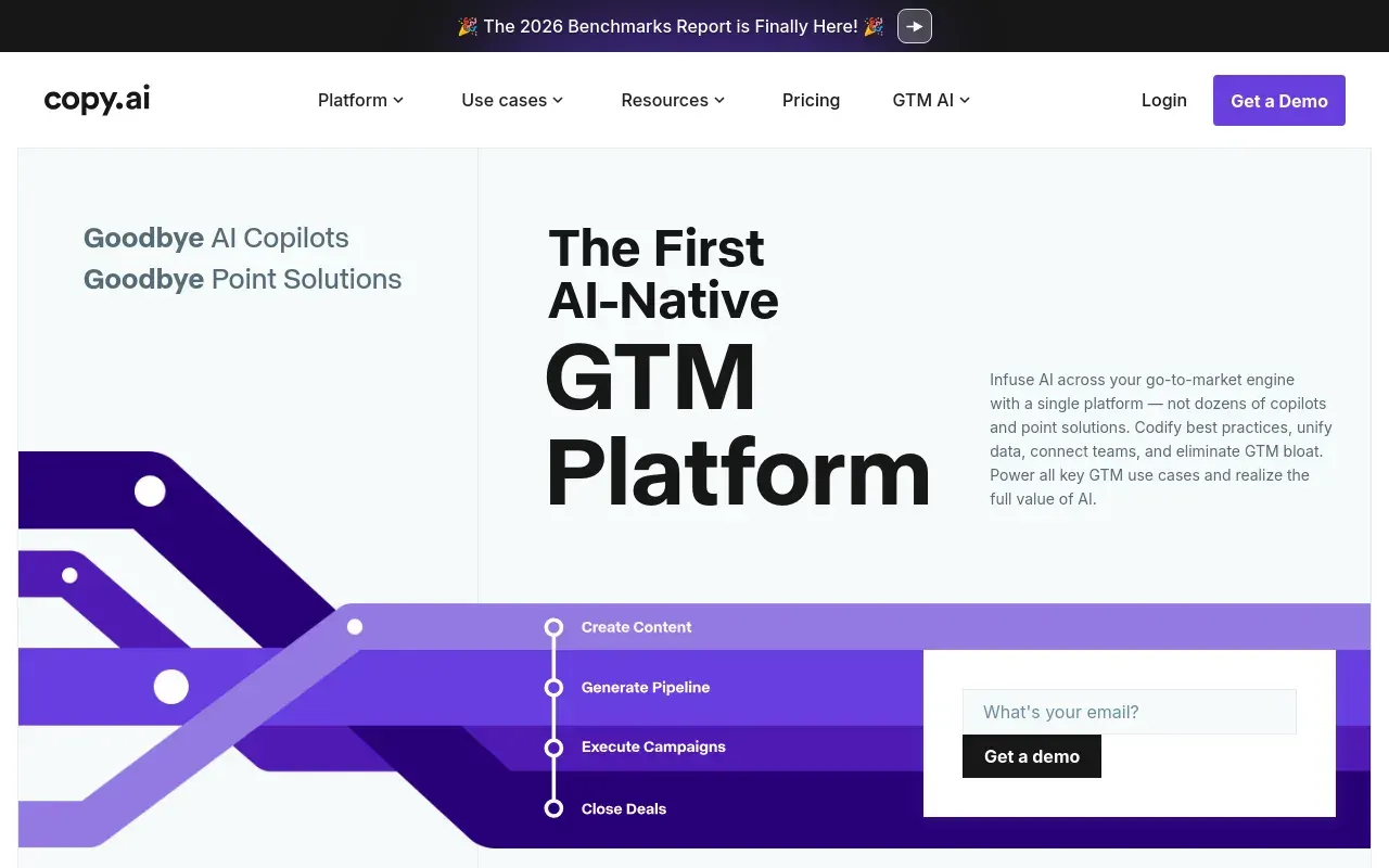 Screenshot of the Copy.ai homepage
