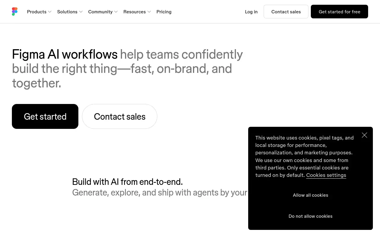 Screenshot of the Figma AI homepage