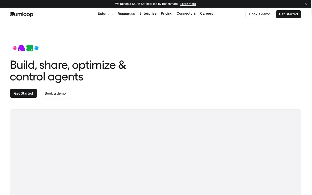 Screenshot of the Gumloop homepage