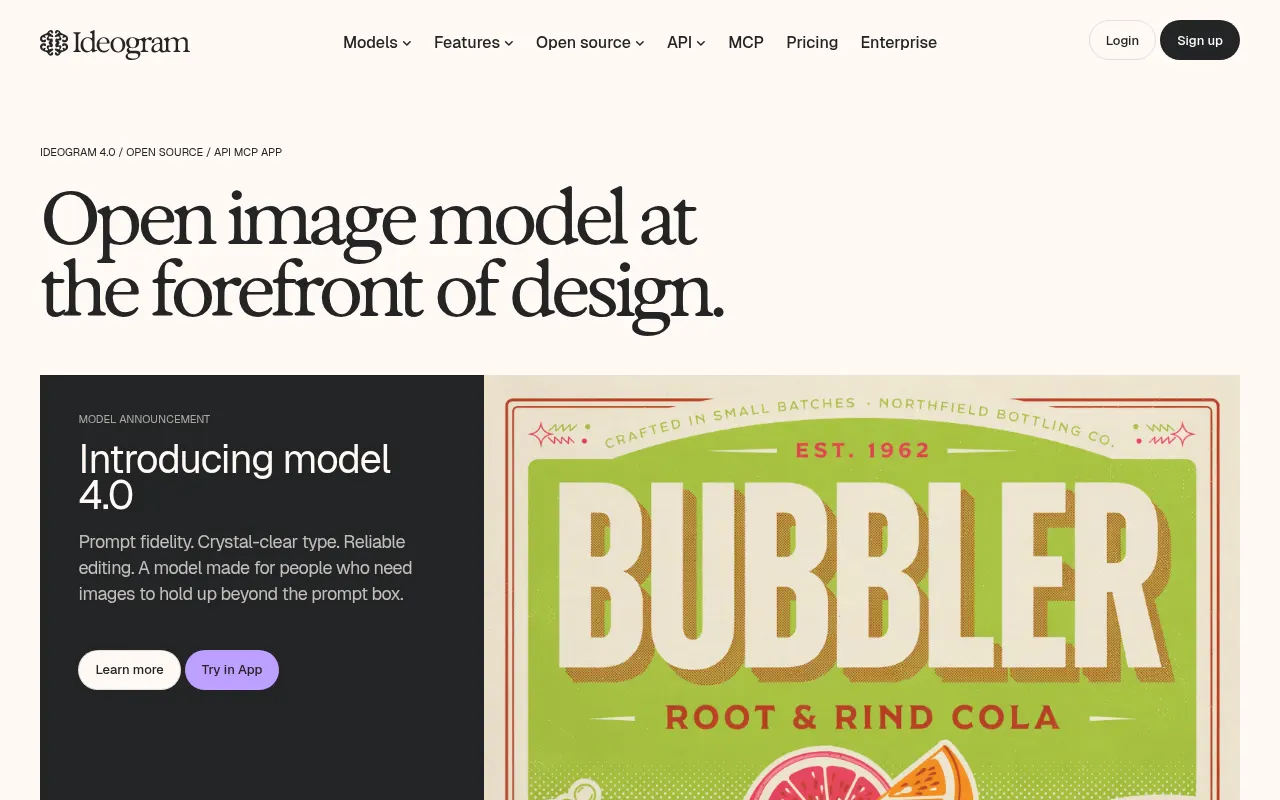 Screenshot of the Ideogram homepage
