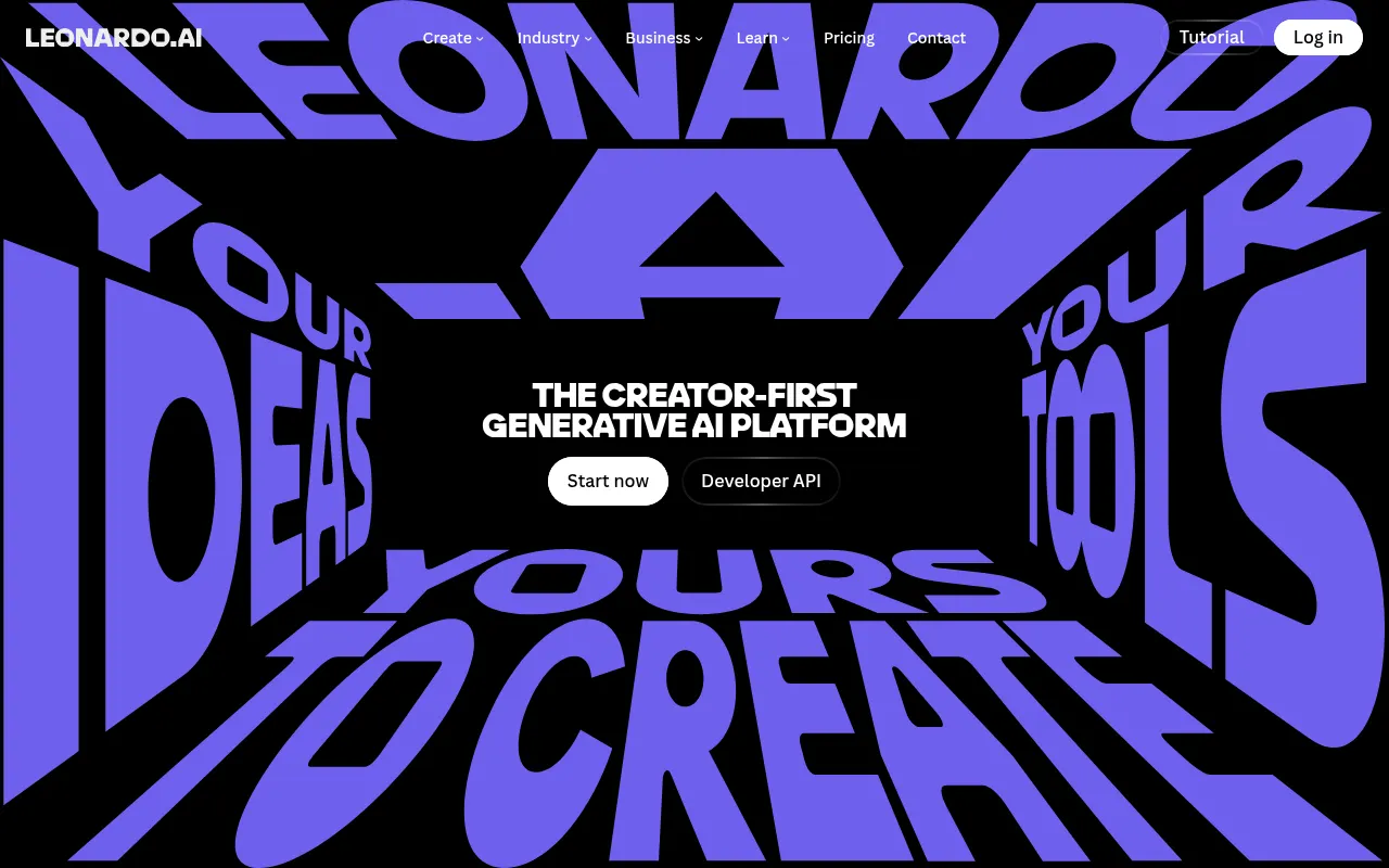 Screenshot of the Leonardo.Ai homepage