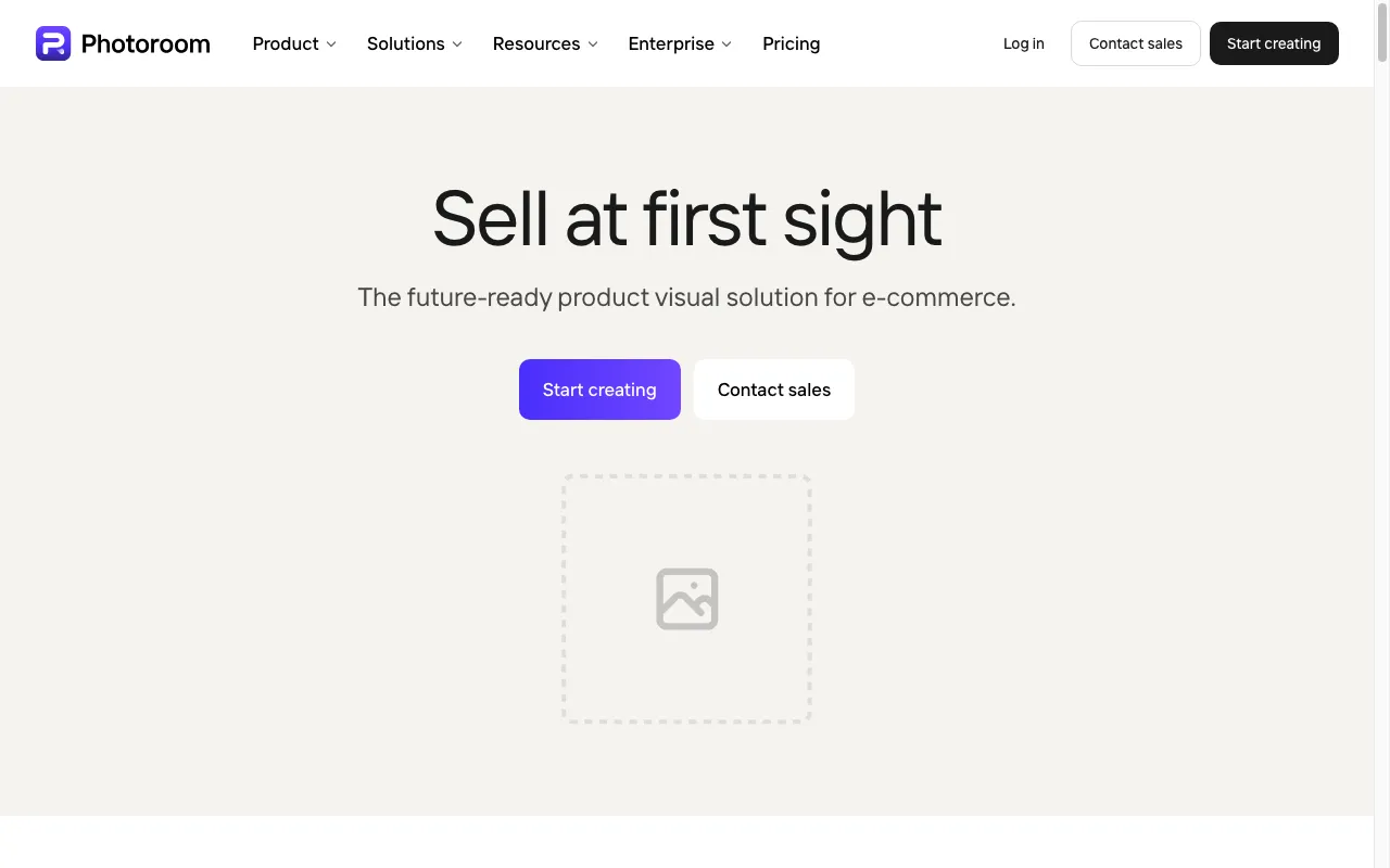 Screenshot of the Photoroom homepage