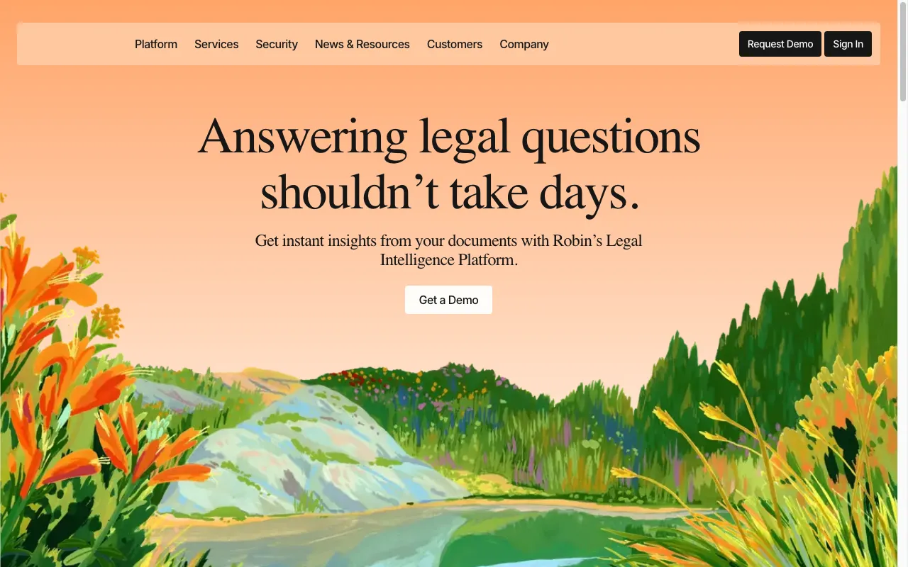 Screenshot of the Robin AI homepage