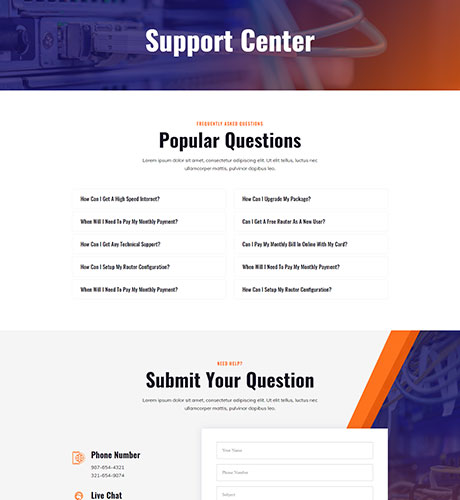 Support - Internet Service Provider — Internet layout kit