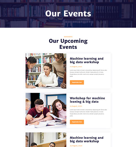 College - Events — Education layout kit