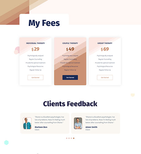 Psychologist - Fees — Psychologist layout kit