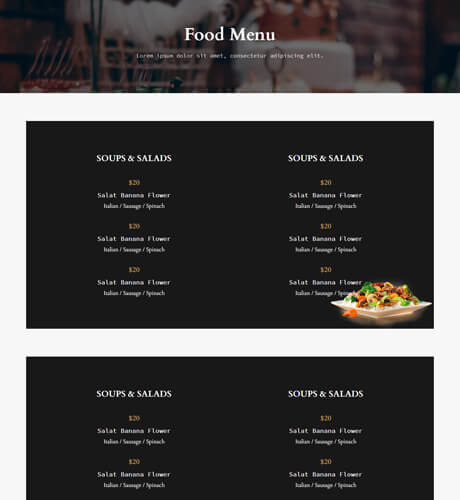 Food Menu - Restaurant from the Restaurant kit