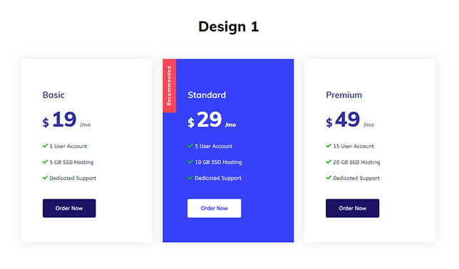 Pricing 4 — Quix block for Joomla