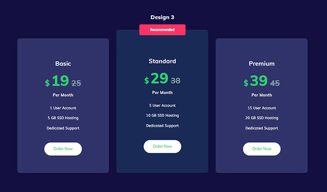Pricing 6 — Quix block for Joomla