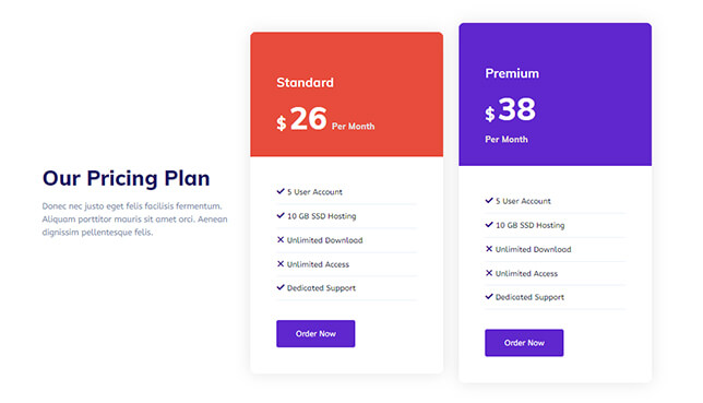 Pricing 7 — Quix block for Joomla