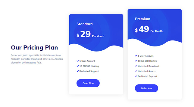 Pricing 11 — Quix block for Joomla